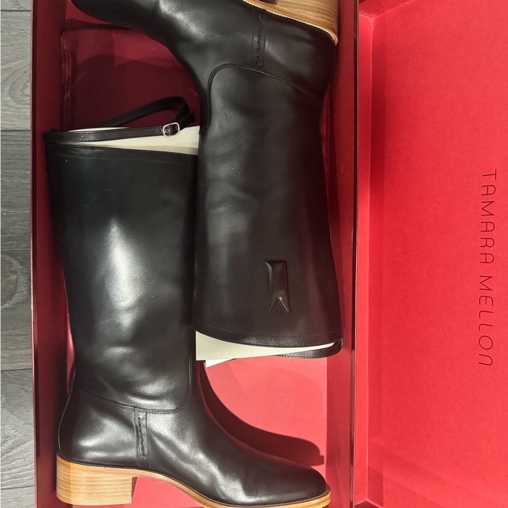 Tamara Mellon Black Leather Heeled Boots